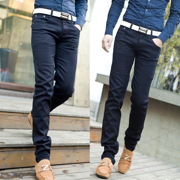 Классические мужские джинсы прямые с высокой посадкой - фото3