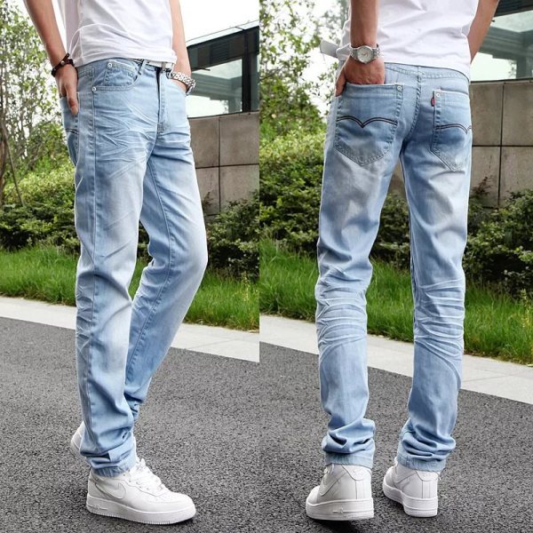 Классические мужские джинсы прямые с высокой посадкой - фото5