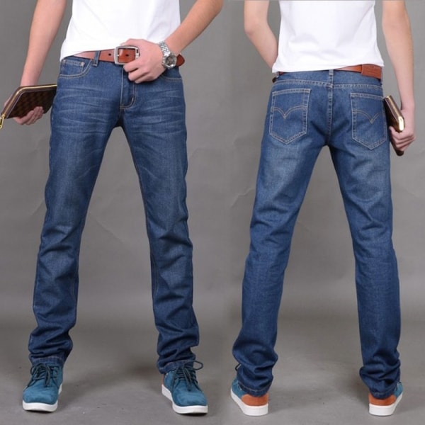 Классические мужские джинсы прямые с высокой посадкой - фото6