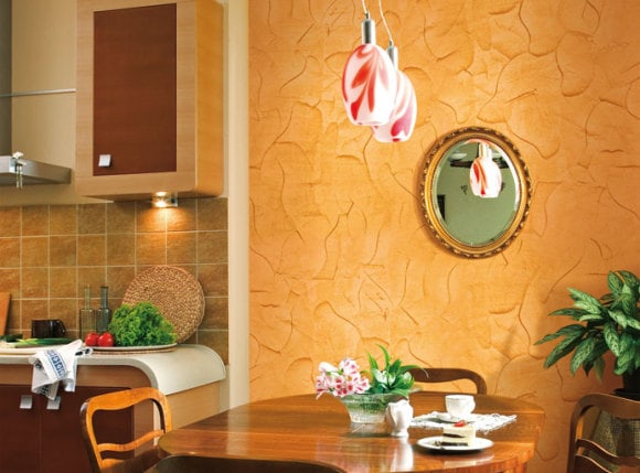 Декоративная штукатурка в интерьере коридора и кухни - фото5