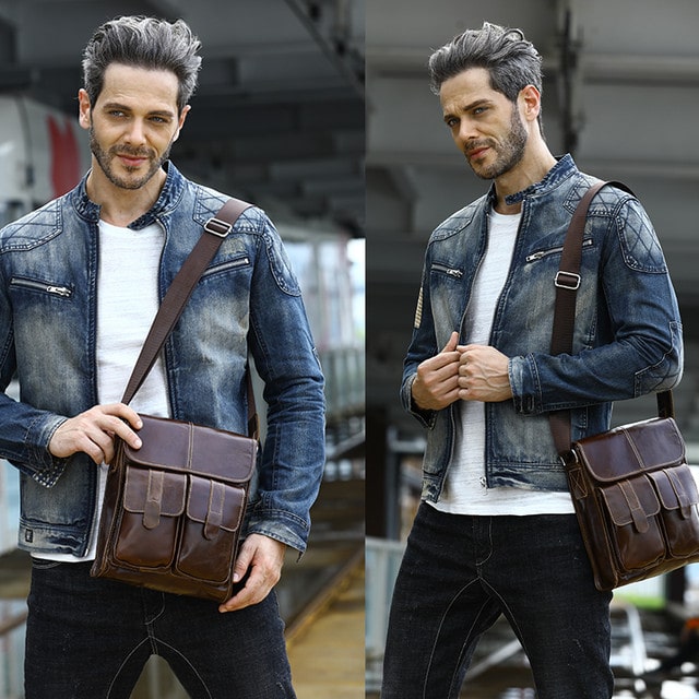 Мужская сумка из натуральной кожи через плечо: обзор, модные образы - фото4