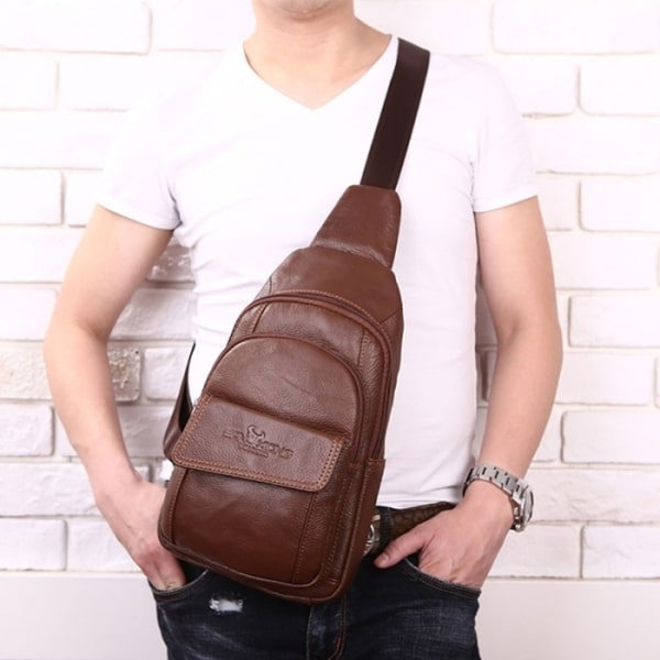 Мужская сумка из натуральной кожи через плечо: обзор, модные образы - фото7