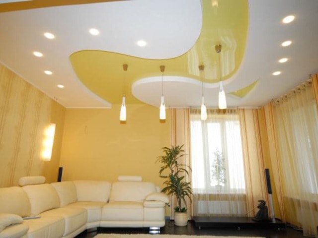 Как расположить точечные светильники на натяжном потолке: фото5