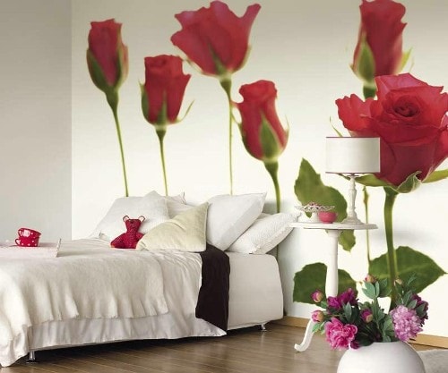 Фотообои для спальни. (Фото 5 в интерьере для маленьких комнат)